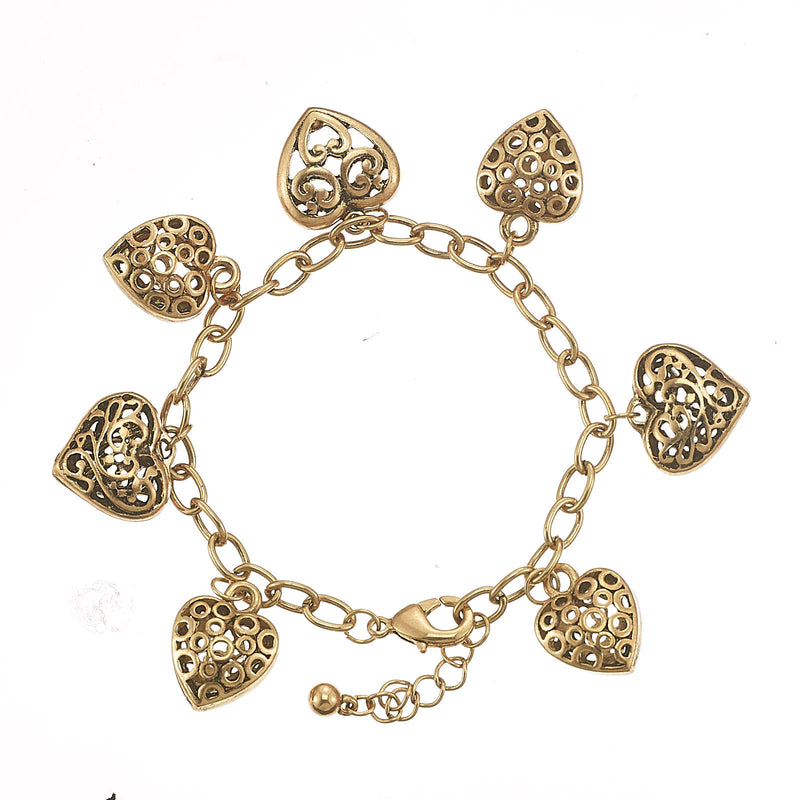 HNB90142 Filigree heart charm bracelet