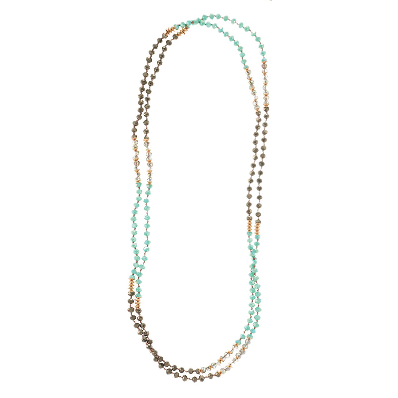 SQ321-095161  60" Long stone beaded necklace (RF7/SC11)