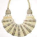 DARK BROWN RESIN AND BONE STATEMENT NECKLACE
