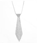 RHINESTONE CRYSTAL TIE LONG TASSEL NECKLACE