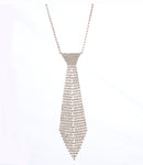 RHINESTONE CRYSTAL TIE LONG TASSEL NECKLACE