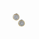 TWO TONE CRYSTAL MARCASITE FINISH ROUND EARRINGS