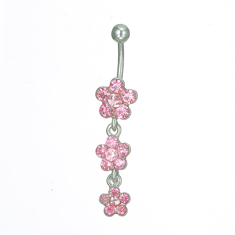 FW-BJ2-S/P Silver pink flower body jewelry