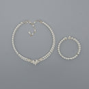WHITE PEARL CRYSTAL CHOKER NECKLACE AND BRACELET SET