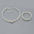 WHITE PEARL CRYSTAL CHOKER NECKLACE AND BRACELET SET