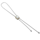 TWO TONE MOTHER OF PEARL PENDANT ENGRAVED TASSEL NECKLACE