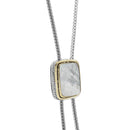 TWO TONE MOTHER OF PEARL PENDANT ENGRAVED TASSEL NECKLACE