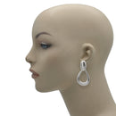 Rhodium Teardrop Clip-On Earrings