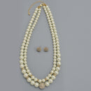 Cream Pearl And Gold Crystal Pave Ball Necklace And earrings Set