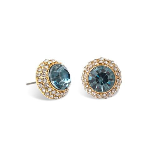 ASSORTED COLORS OF ROUND CRYSTAL WITH RHINESTONES W\GOLD POST EARRINGS