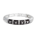 Black Enamel with Silver "X" Stretch Bracelet
