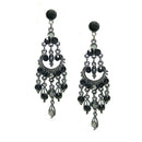 HEMATITE BLACK BEJEWELED CHANDELIER EARRINGS