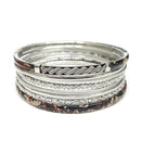 SILVER-MULTI ATRISTIC SET OF 8PCS SILVER BANGLES