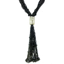 Black Multi Layered Seed Beads Tassel Long Necklace