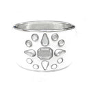 SILVER WHITE RHINESTONE SNOW FLOWER ENAMEL HINGED BRACELET