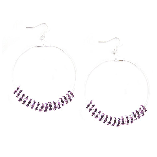 SILVER LT. AMETHYST ROUND EARRINGS