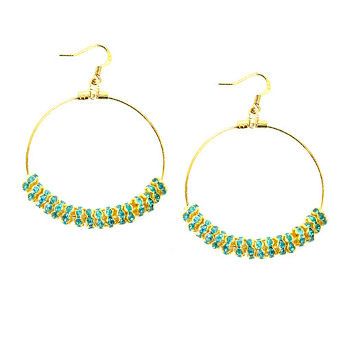 GOLD-BLUE  ROUND EARRINGS