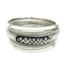 SILVER-BLACK FABULOUS SET OF 9PCS BANGLES