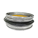 SILVER-BLACK WOOD WITH SILVER AND MIXED METAL SET OF 11PCS BRACELET