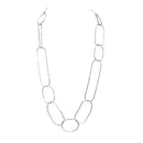 Silver Mesh Link Necklace With Rhinestones