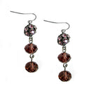 HEMATITE-AMETHYST FIREBALL WITH ROCK CANDY MIXED DANGLE EARRINGS