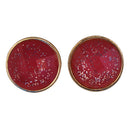 Red rounded Earrings with silver sparkles