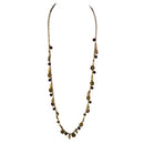 Gold and brown beaded long chain necklace