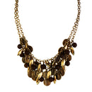 Brown Beaded and Metal Two Rows Short Necklace