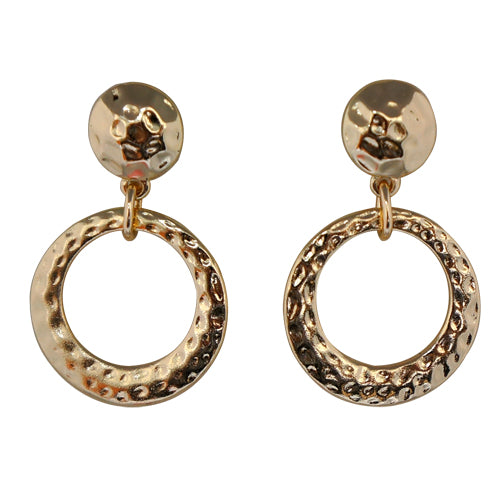 Gold Double Round Metal Earrings