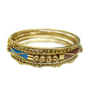 GOLD TEAL STACKABLE BANGLES SET