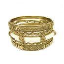 GOLD IVORY METAL WITH RESIN BANGLES SET OF 5 PCS