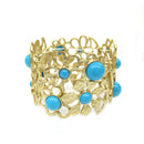 TURQ COLOR GARDEN FLOWER STRETCH BRACELET