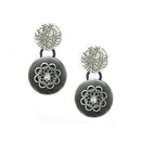 GRAY FLOWER BUTTON EARRINGS