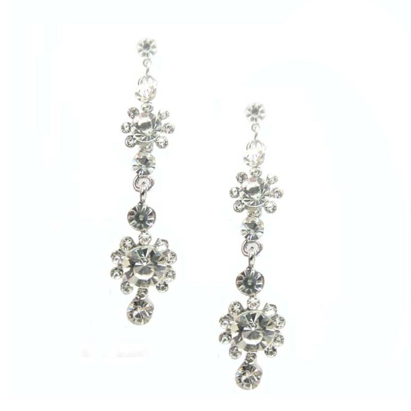 "Happy Prom" Shoulder Duster Clear Glass Earring