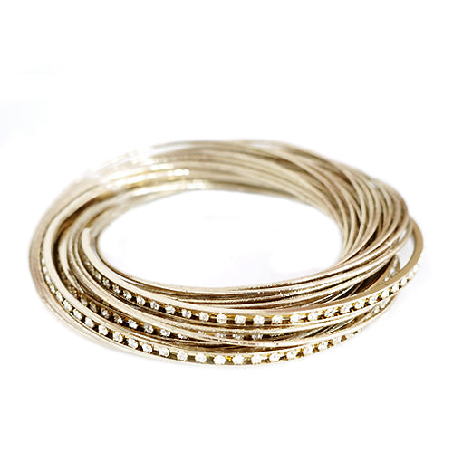 Textured Shiny Gold Multi Bangles with Rhinestone