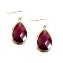 GOLD-MULTI WINE CUT PEAR SHAPE GOLD EARRINGS