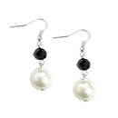 Hematite Glass Crystal Dangling Earrings        
