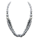 Hematite Glass Crystal and Silver Metal Chain Fashion Necklace    