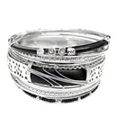 SILVER BLACK BANGLE SET
