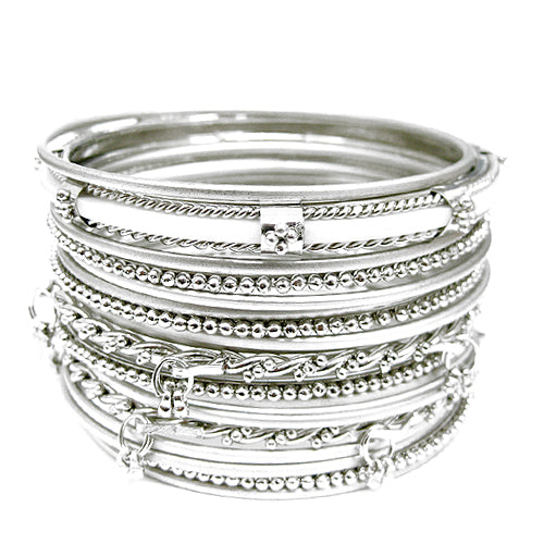 SILVER MULTI COLOR BANGLE SET