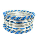 SILVER BLUE BANGLE SET