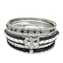 SILVER BLACK BANGLE SET
