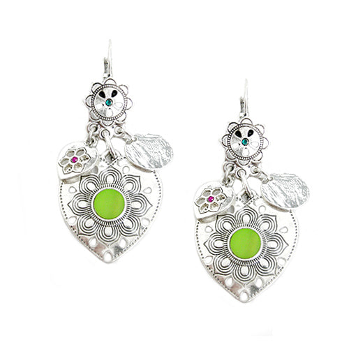 SILVER-LIME MOTHER OF PEARL EARRINGS