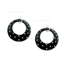 SILVER Polka dot Round Black Earrings