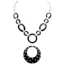 Matt Silver Metal Polka Dot Round Pendant Chain Necklace