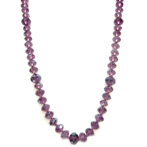 Show your elegance while wearing this glass crystal necklace. Featuring faceted purple balls on two-row seed bead strand, this necklace will shine and look fabulous on you. 