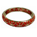 Coral Hinged Bracelet with Gold Pattern