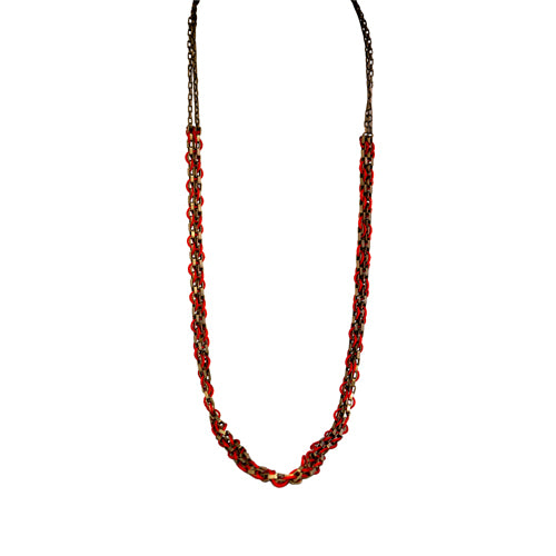 Red and Gold chained Necklace with red String