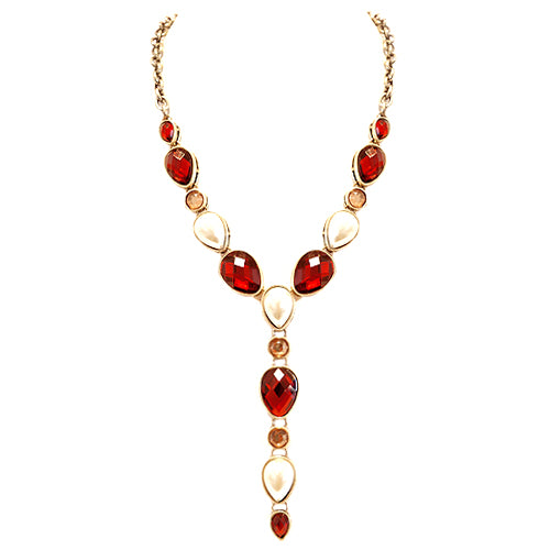 GOLD/RED/CRM Shiny Indian Style Necklace Express Royalty & Luxury 