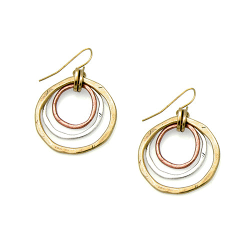 TRITONE GEOMETRIC CIRCLE EARRINGS